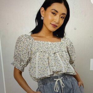 Bohme Cream Floral Puff Sleeve Blouse